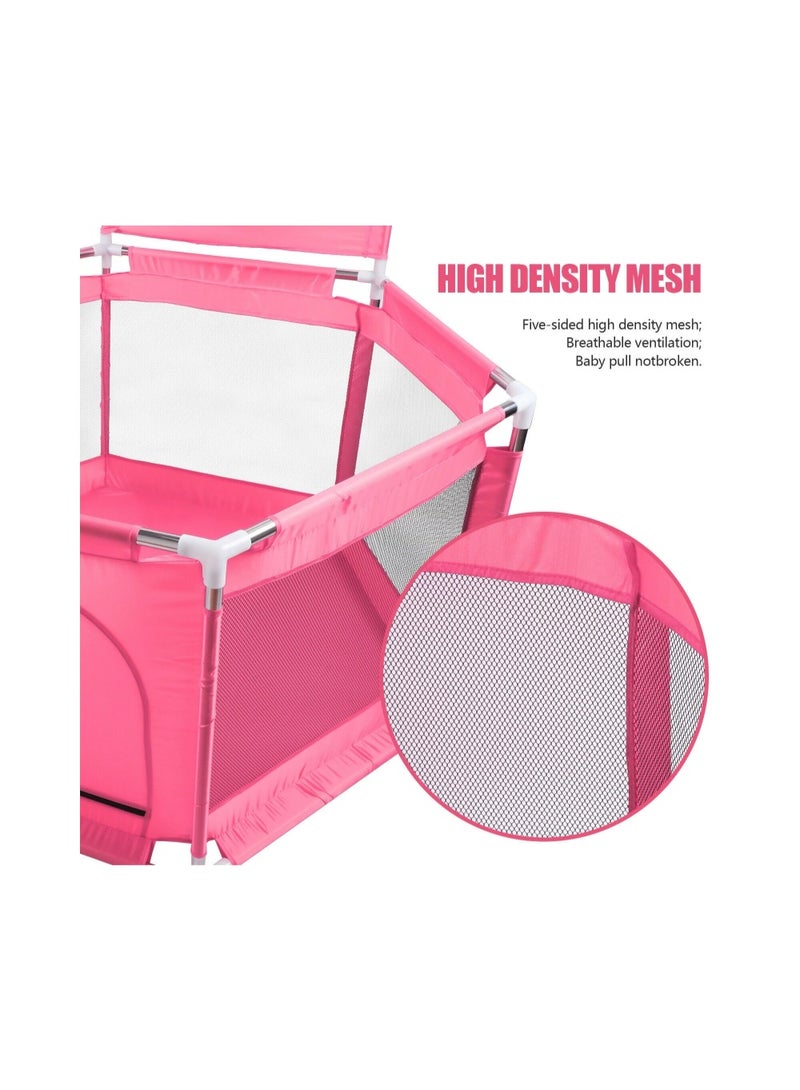 Hexagon Baby Playpen with Basketball Hoop Bundle - Includes 50 Colorful Pit Balls - Safe Activity Safety Fence for Toddlers (130x70cm) - Image 2